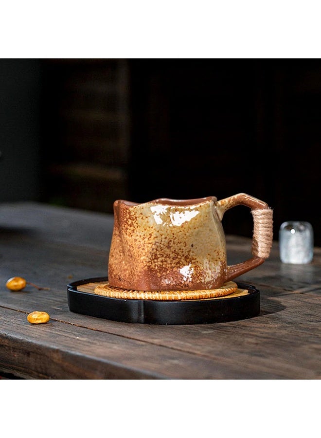 Clink Ceramic Coffee Mug, Japanese Style Retro Stoneware Cup, Irregular Cup with Handle, Afternoon Camellia Tea Coffee Cup Breakfast Milk Mug, Home Decor - Image 2